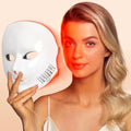 NEWKEY LED Red Face Mask Light Therapy for Skin Glowing, 630nm Red Light Therapy for Face Wrinkle, 465nm Blue Light Therapy Mask for Acne, 150LEDs, 10 Min Auto Shut Off, Reliable Wired Design - Dealqueen
