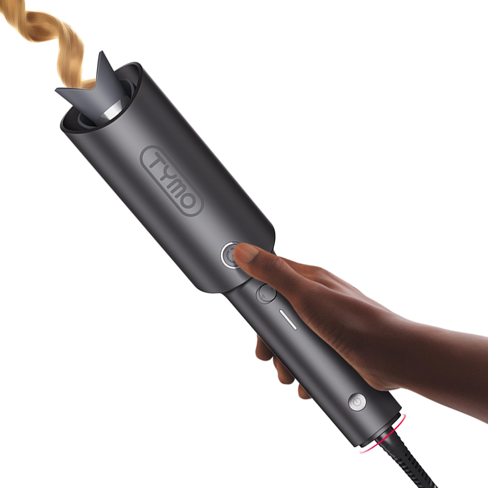 TYMO Automatic Rotating Curling Iron - TYMO CURLPRO Beach Waves Curling Wand, Portable Hair Curler, 500 Million Ionic, Dual Voltage & Lightweight for Travel, Ceramic Coating, 1 Inch, Metallic Gray - Dealqueen