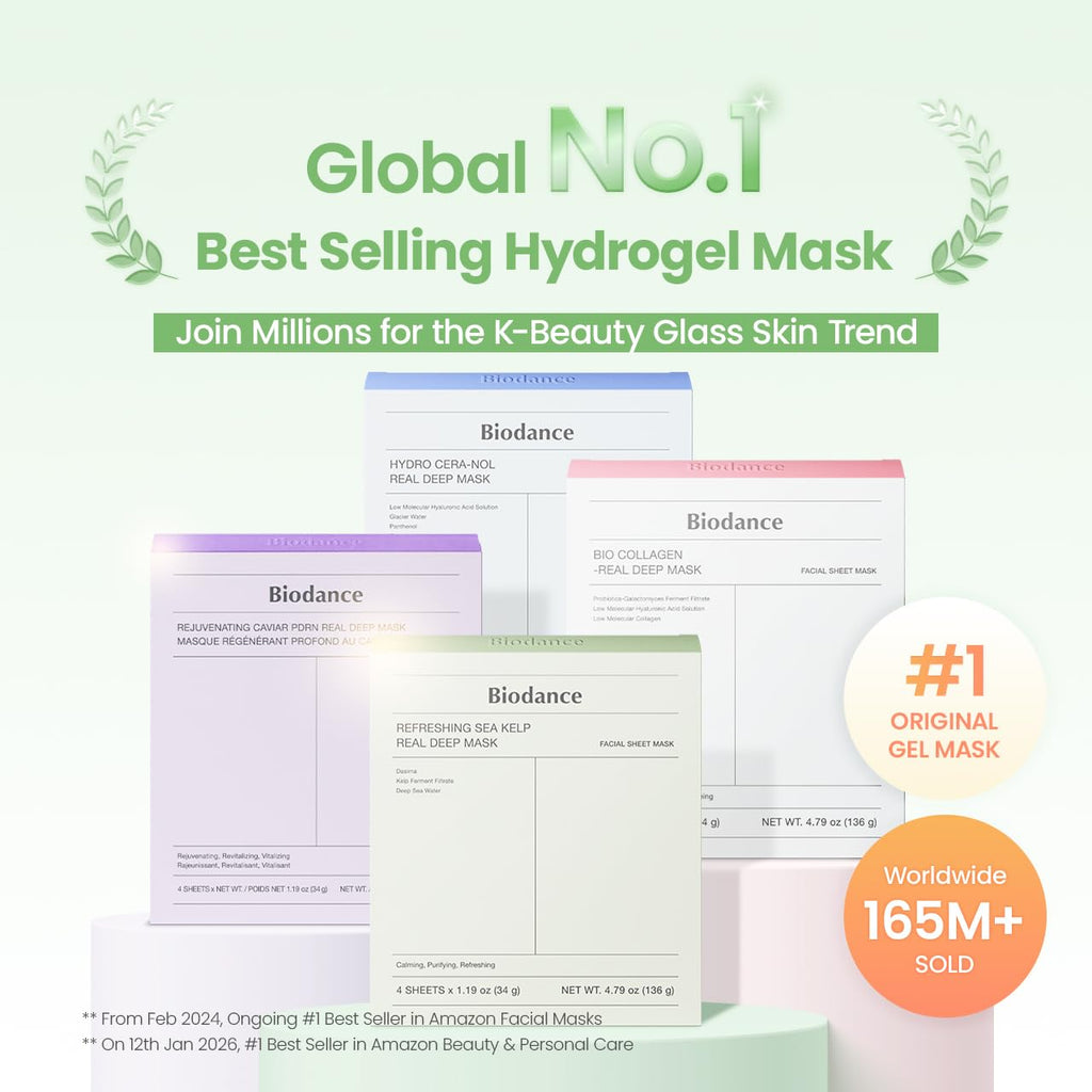 BIODANCE Bio - Collagen Real Deep Mask, Hydrating Overnight Hydrogel Face Mask, Pore Minimizing, Elasticity, Plumping, Travel Essentials & Self Care Gifts for Women, Korean Skin Care | 1.19oz(34g) x 4ea - Dealqueen