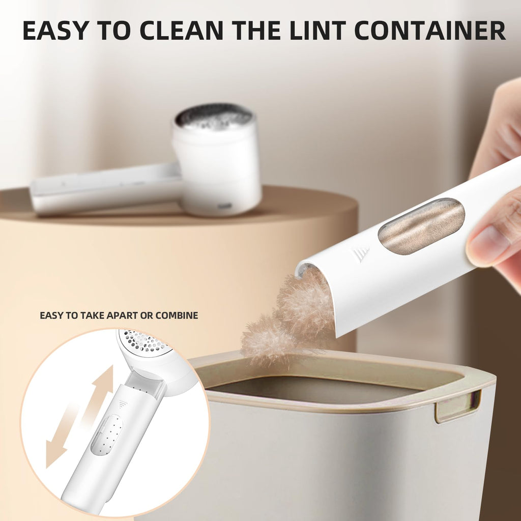 Fabric Shaver, Lint Remover Rechargeable, Electric Portable Sweater Defuzzer with 3 Speeds, 6 Leaf Blades, Digital LED Display to Remove Pilling for Clothes, Furniture, Sweater, Couch, Blanket - Dealqueen
