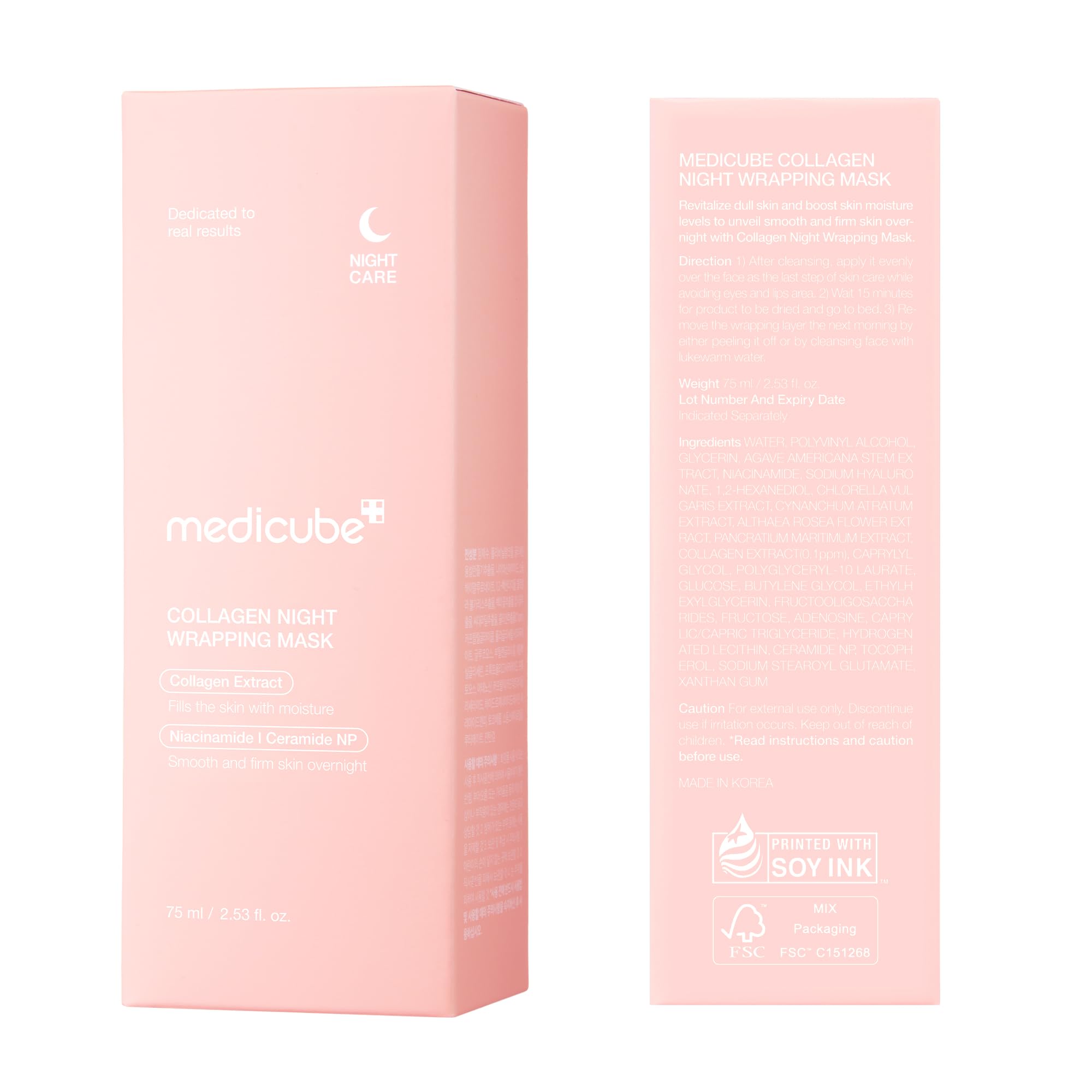 medicube Wrapping Mask Collagen Overnight Peel Off Facial Mask | Elasticity & Hydration Care, Reduces Sagging & Dullness | Hydrolyzed Collagen For Glowing Skin | Korean Skin Care, 2.53 fl.oz - Dealqueen