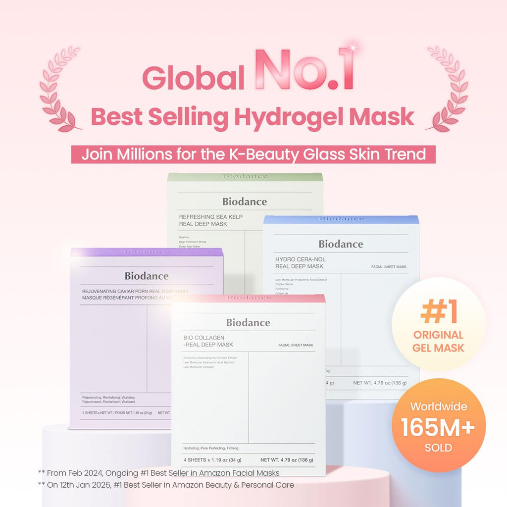 BIODANCE Bio - Collagen Real Deep Mask, Hydrating Overnight Hydrogel Face Mask, Pore Minimizing, Elasticity, Plumping, Travel Essentials & Self Care Gifts for Women, Korean Skin Care | 1.19oz(34g) x 4ea - Dealqueen