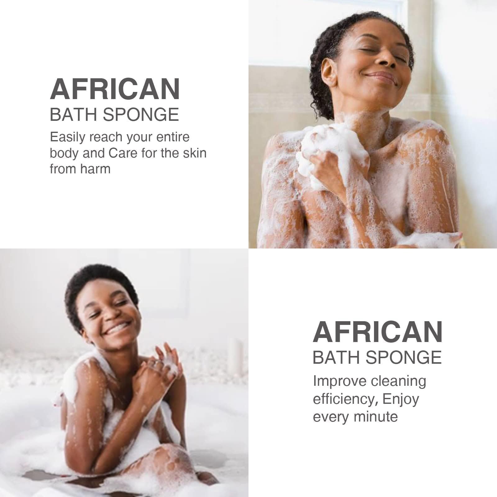 UJFQBH 3 Pieces African Bath Sponge African Net Long Net Bath Sponge Exfoliating Shower Body Scrubber Back Scrubber Skin Smoother,Great for Daily Use (Pink,Yellow,Purple) - Dealqueen