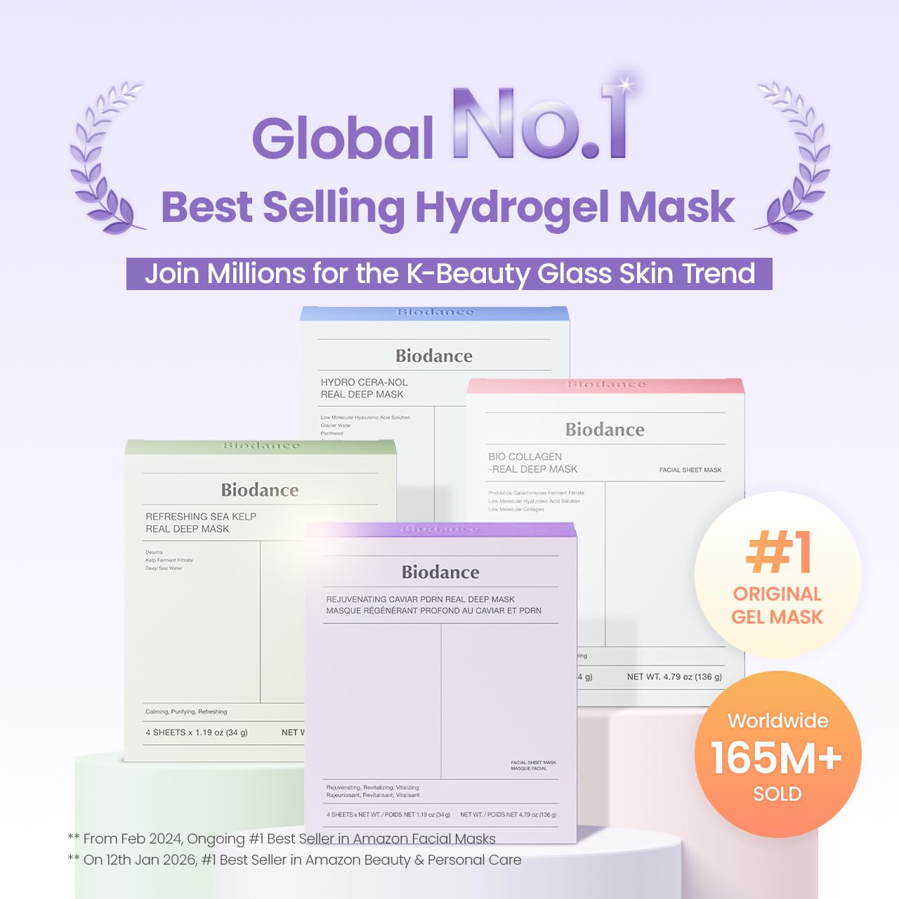BIODANCE Bio - Collagen Real Deep Mask, Hydrating Overnight Hydrogel Face Mask, Pore Minimizing, Elasticity, Plumping, Travel Essentials & Self Care Gifts for Women, Korean Skin Care | 1.19oz(34g) x 4ea - Dealqueen