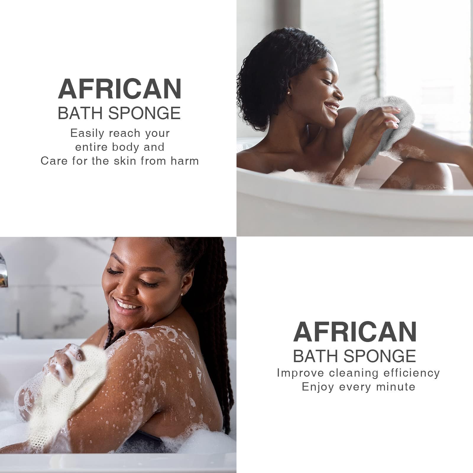 UJFQBH 3 Pieces African Bath Sponge African Net Long Net Bath Sponge Exfoliating Shower Body Scrubber Back Scrubber Skin Smoother,Great for Daily Use (Pink,Yellow,Purple) - Dealqueen