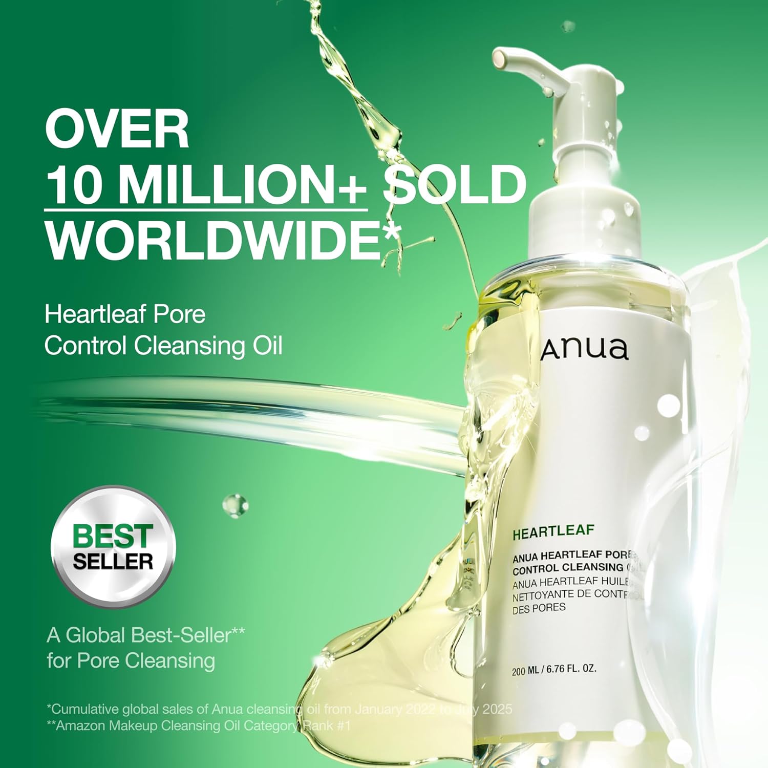 Anua Heartleaf Pore Control Cleansing Oil, Pore Cleanser, Sebum Care, Gentle Melting Oil Cleanser for Face, Safe For All Skin Type, Daily Hydrating Makeup Remover, Korean Skin Care (6.76fl.oz) - Dealqueen