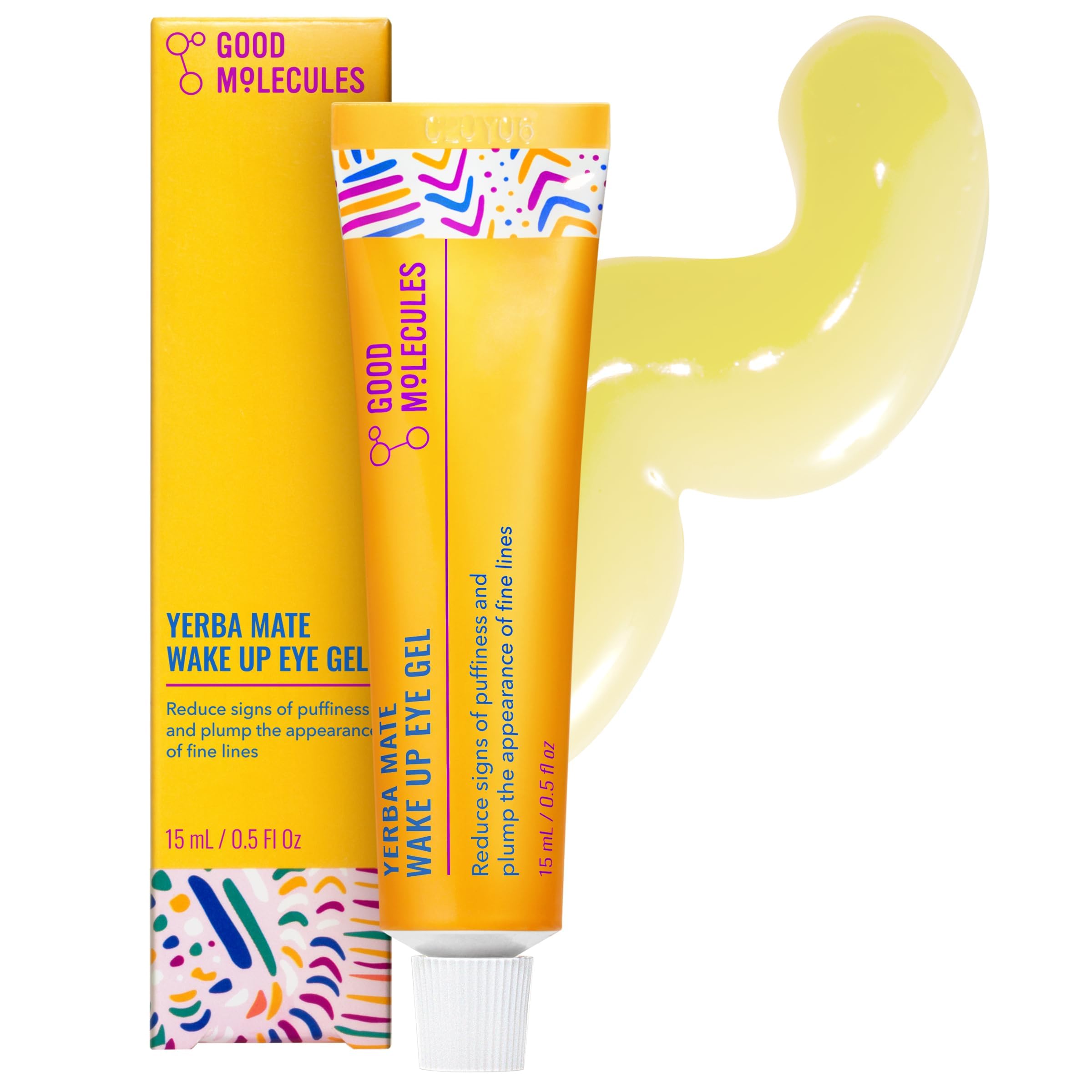 Good Molecules Yerba Mate Wake Up Eye Gel - Hydrating Under Eye Gel Cream with Hyaluronic Acid and Caffeine - Target Dark Circles and Puffiness - Skin Care for Face - Dealqueen