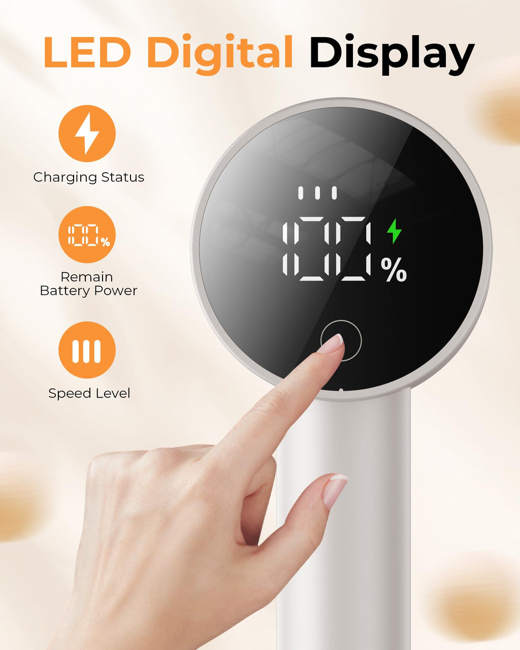Fabric Shaver, Lint Remover Rechargeable, Electric Portable Sweater Defuzzer with 3 Speeds, 6 Leaf Blades, Digital LED Display to Remove Pilling for Clothes, Furniture, Sweater, Couch, Blanket - Dealqueen