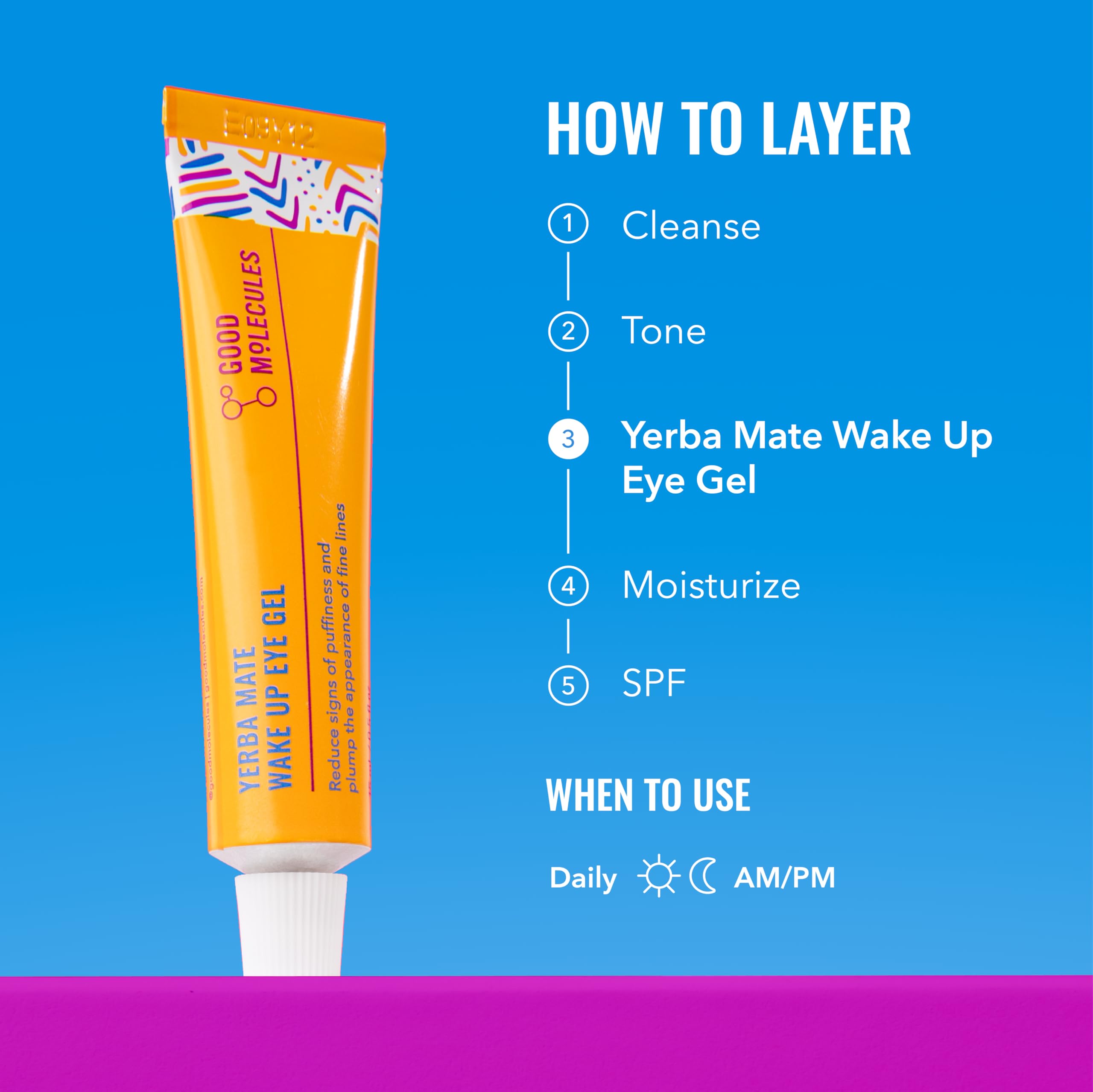 Good Molecules Yerba Mate Wake Up Eye Gel - Hydrating Under Eye Gel Cream with Hyaluronic Acid and Caffeine - Target Dark Circles and Puffiness - Skin Care for Face - Dealqueen