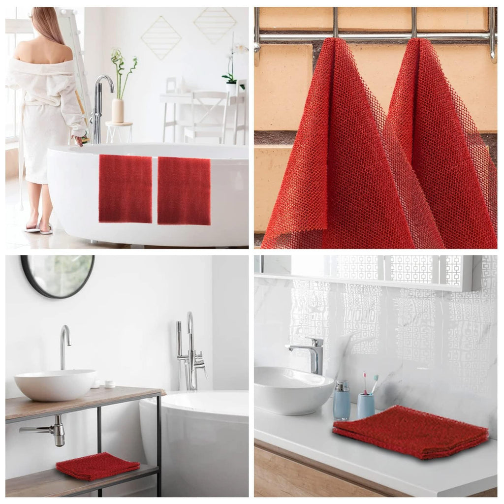 UJFQBH 3 Pieces African Bath Sponge African Net Long Net Bath Sponge Exfoliating Shower Body Scrubber Back Scrubber Skin Smoother,Great for Daily Use (Pink,Yellow,Purple)