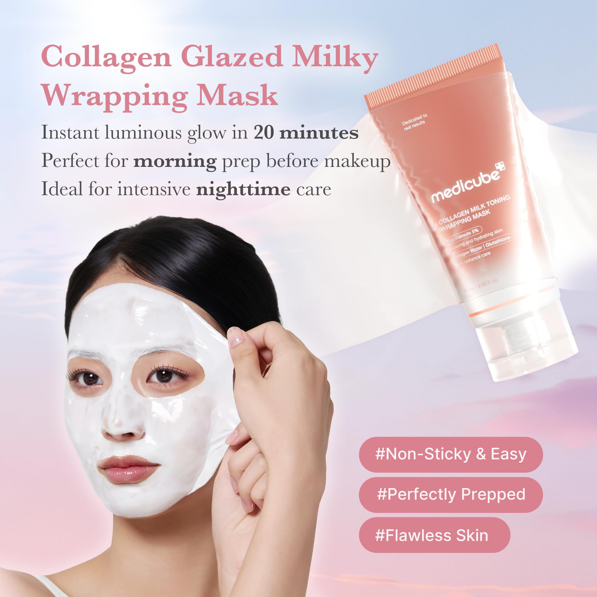 medicube Wrapping Mask Collagen Overnight Peel Off Facial Mask | Elasticity & Hydration Care, Reduces Sagging & Dullness | Hydrolyzed Collagen For Glowing Skin | Korean Skin Care, 2.53 fl.oz - Dealqueen