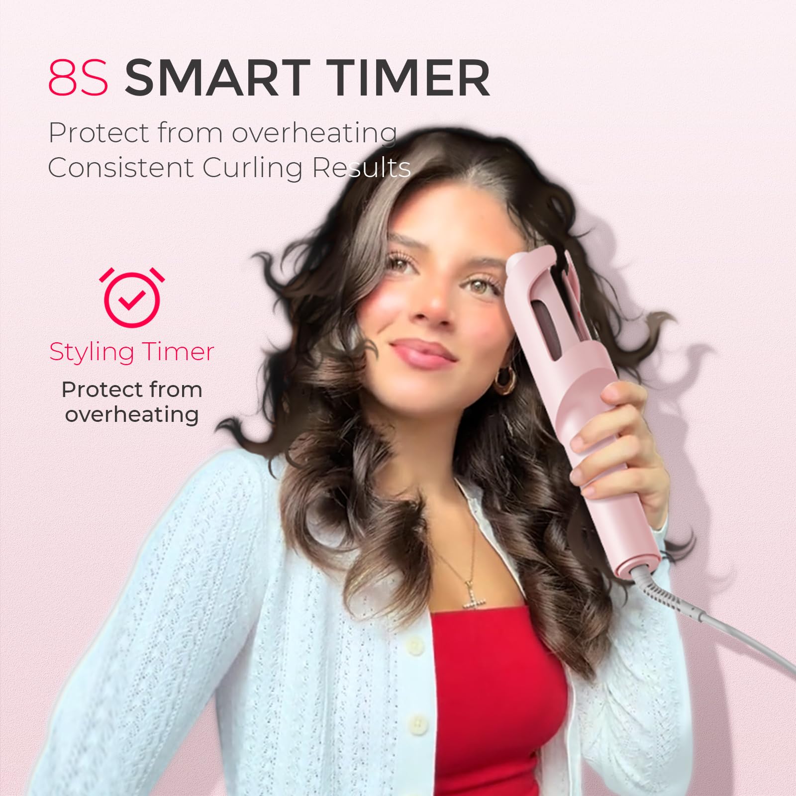 TYMO Automatic Rotating Curling Iron - TYMO CURLPRO Beach Waves Curling Wand, Portable Hair Curler, 500 Million Ionic, Dual Voltage & Lightweight for Travel, Ceramic Coating, 1 Inch, Metallic Gray - Dealqueen