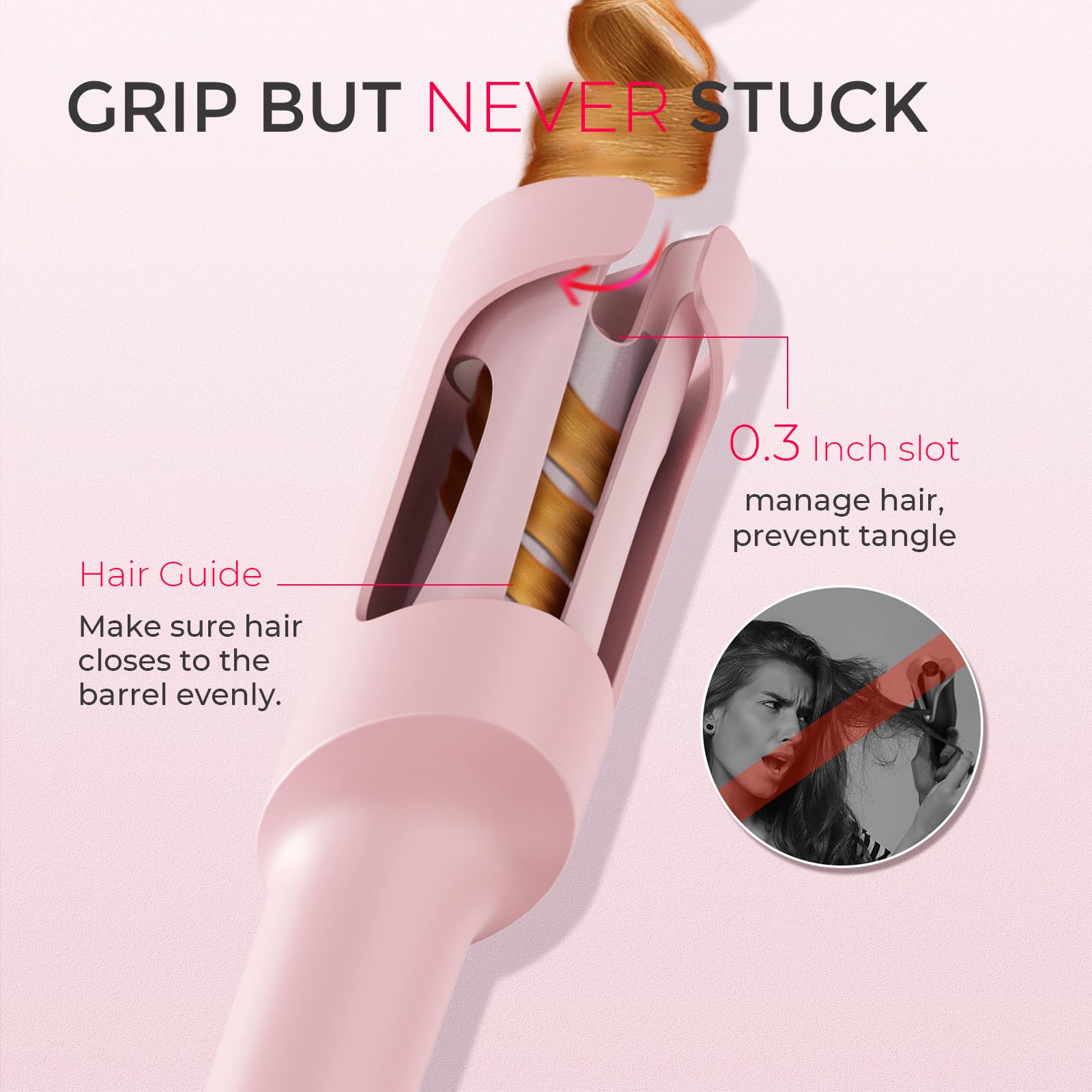 TYMO Automatic Rotating Curling Iron - TYMO CURLPRO Beach Waves Curling Wand, Portable Hair Curler, 500 Million Ionic, Dual Voltage & Lightweight for Travel, Ceramic Coating, 1 Inch, Metallic Gray - Dealqueen