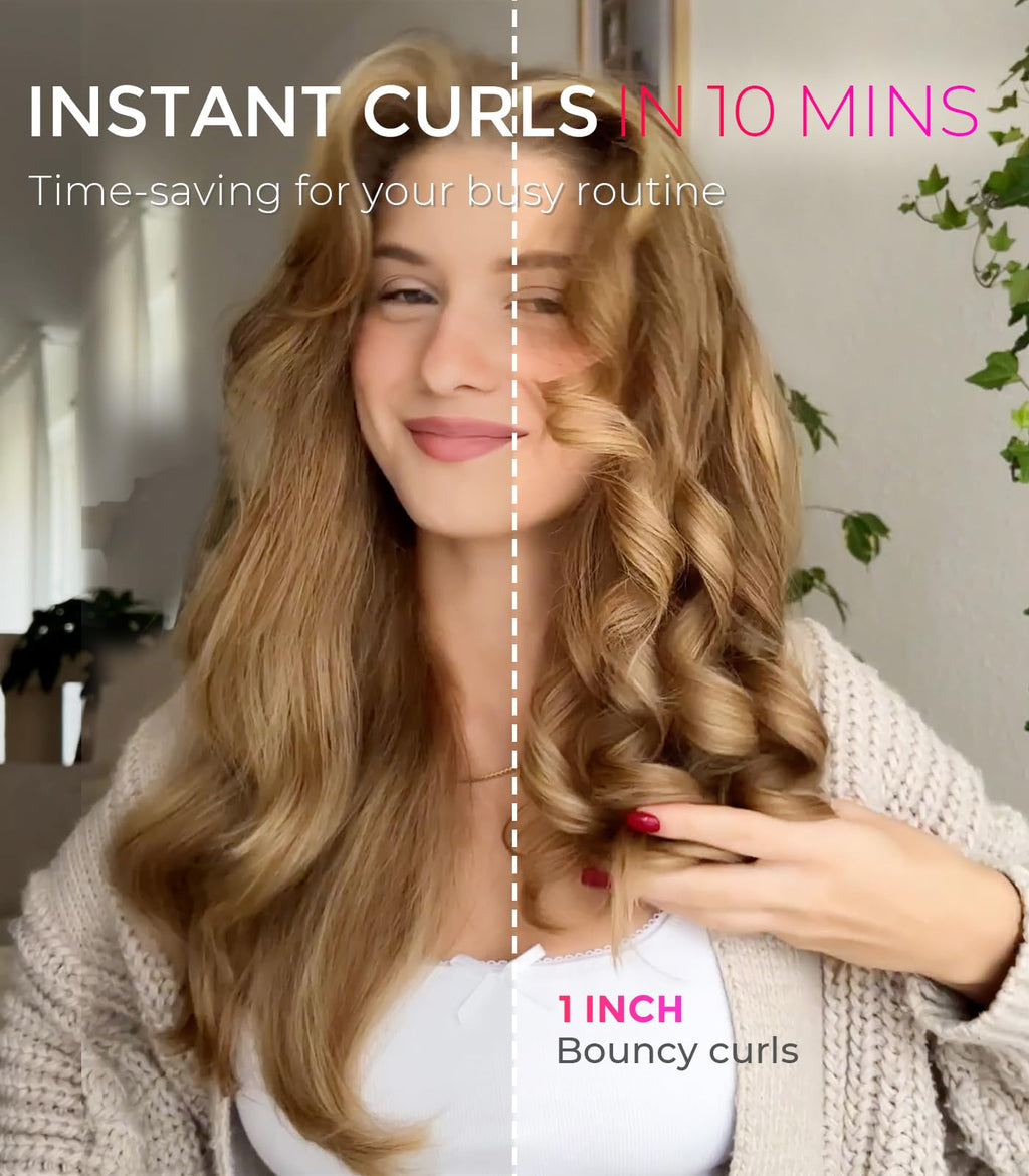 TYMO Automatic Rotating Curling Iron - TYMO CURLPRO Beach Waves Curling Wand, Portable Hair Curler, 500 Million Ionic, Dual Voltage & Lightweight for Travel, Ceramic Coating, 1 Inch, Metallic Gray - Dealqueen