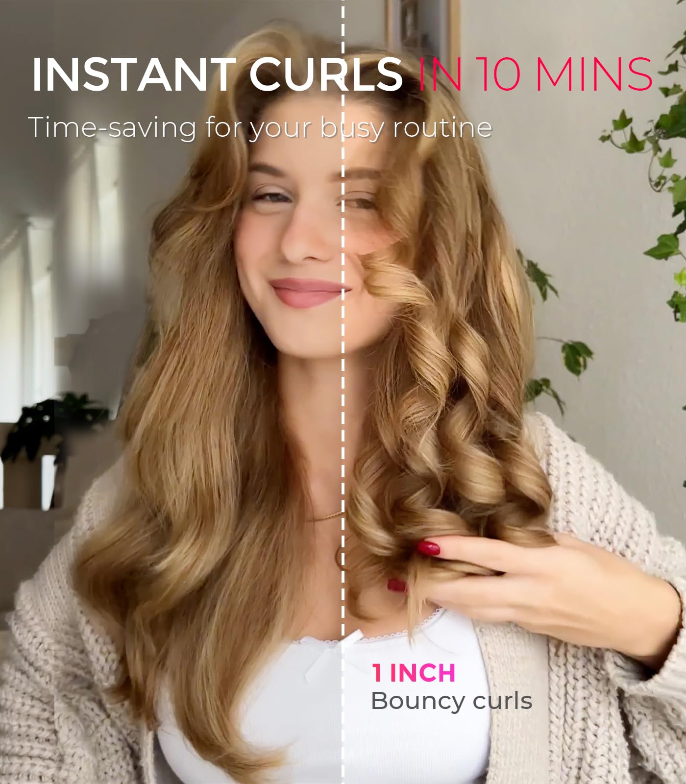 TYMO Automatic Rotating Curling Iron - TYMO CURLPRO Beach Waves Curling Wand, Portable Hair Curler, 500 Million Ionic, Dual Voltage & Lightweight for Travel, Ceramic Coating, 1 Inch, Metallic Gray - Dealqueen