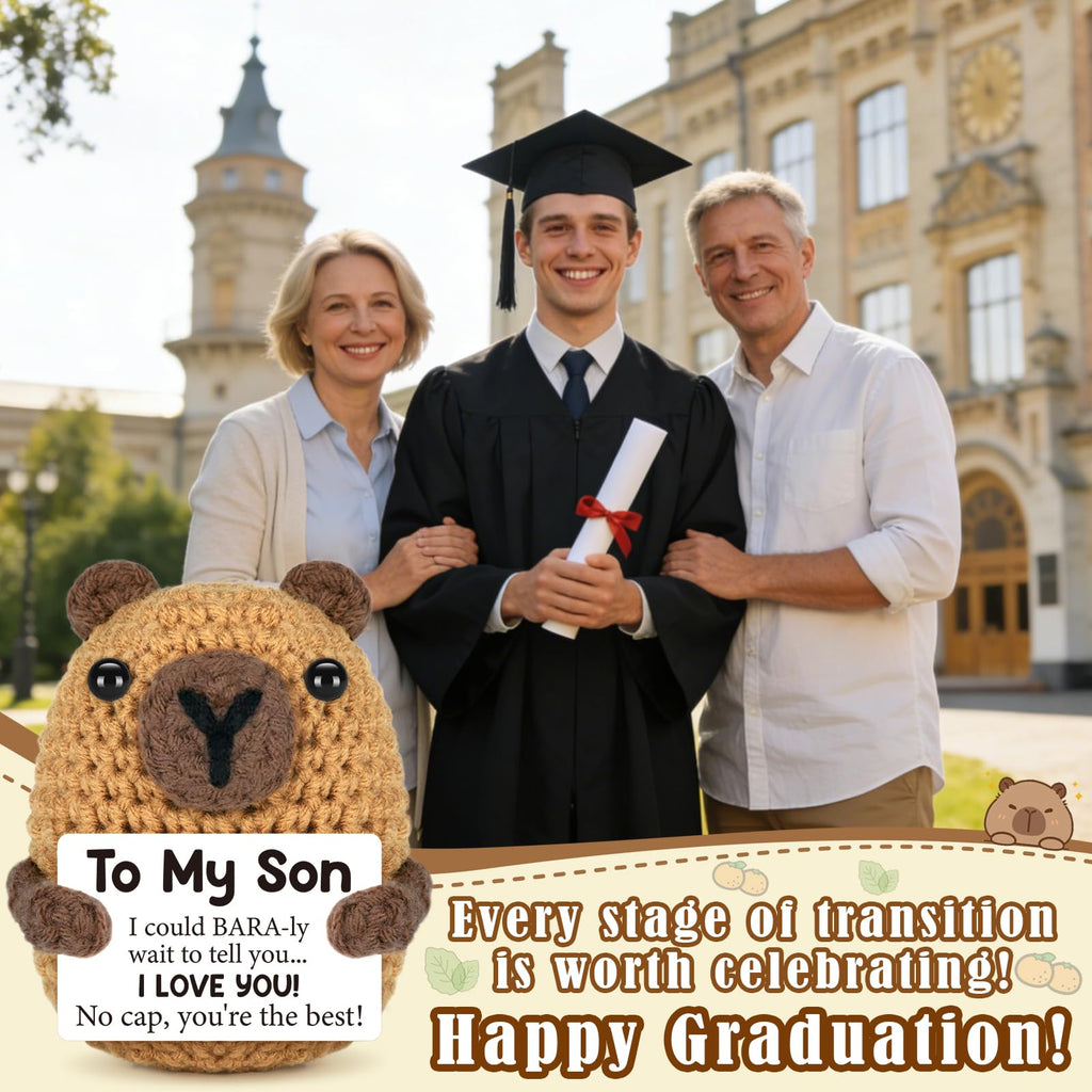 Graduation Gift for Him Her 2026 College Graduation Gifts for Women Men Boys Girls Graduates Gift for Kindergarten Preschool High School Masters Degree Grad Gift Handmade Crochet Graduation Capybara - Dealqueen