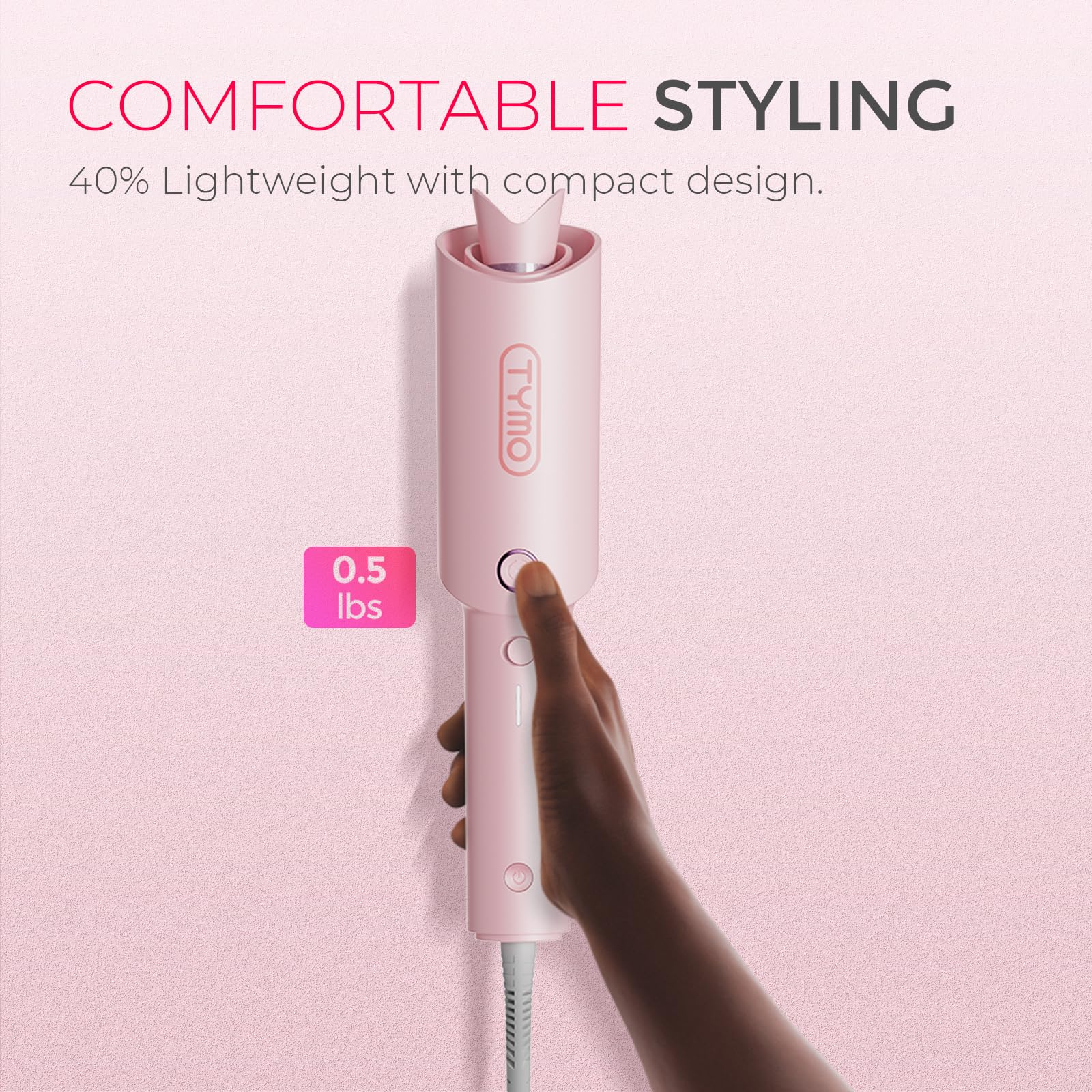 TYMO Automatic Rotating Curling Iron - TYMO CURLPRO Beach Waves Curling Wand, Portable Hair Curler, 500 Million Ionic, Dual Voltage & Lightweight for Travel, Ceramic Coating, 1 Inch, Metallic Gray - Dealqueen