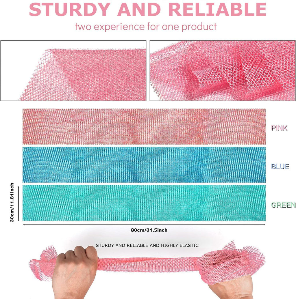 UJFQBH 3 Pieces African Bath Sponge African Net Long Net Bath Sponge Exfoliating Shower Body Scrubber Back Scrubber Skin Smoother,Great for Daily Use (Pink,Yellow,Purple) - Dealqueen