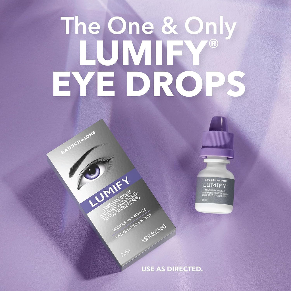 LUMIFY Eye Drops for Red Eyes, Redness Reliever for Brighter Looking Eyes, Works in 1 Minute & Lasts Up to 8 Hours, Eye Drops, 0.08 Fl Oz (2.5 mL) - Dealqueen