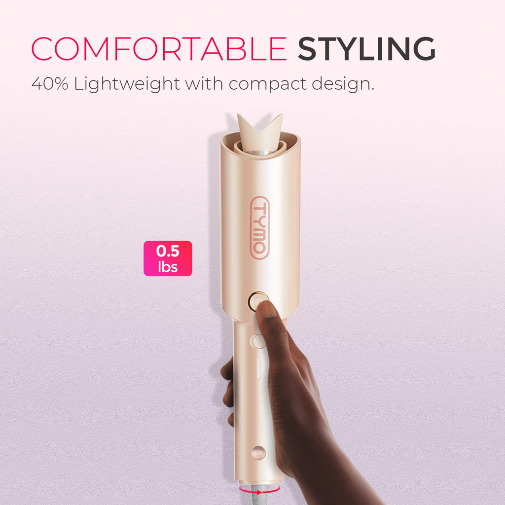 TYMO Automatic Rotating Curling Iron - TYMO CURLPRO Beach Waves Curling Wand, Portable Hair Curler, 500 Million Ionic, Dual Voltage & Lightweight for Travel, Ceramic Coating, 1 Inch, Metallic Gray - Dealqueen