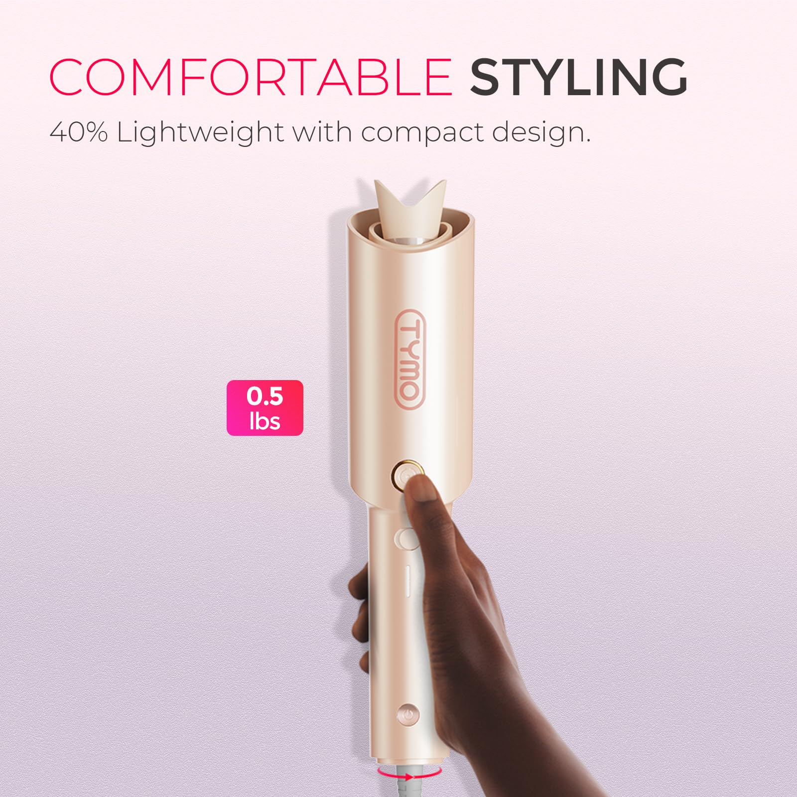 TYMO Automatic Rotating Curling Iron - TYMO CURLPRO Beach Waves Curling Wand, Portable Hair Curler, 500 Million Ionic, Dual Voltage & Lightweight for Travel, Ceramic Coating, 1 Inch, Metallic Gray - Dealqueen