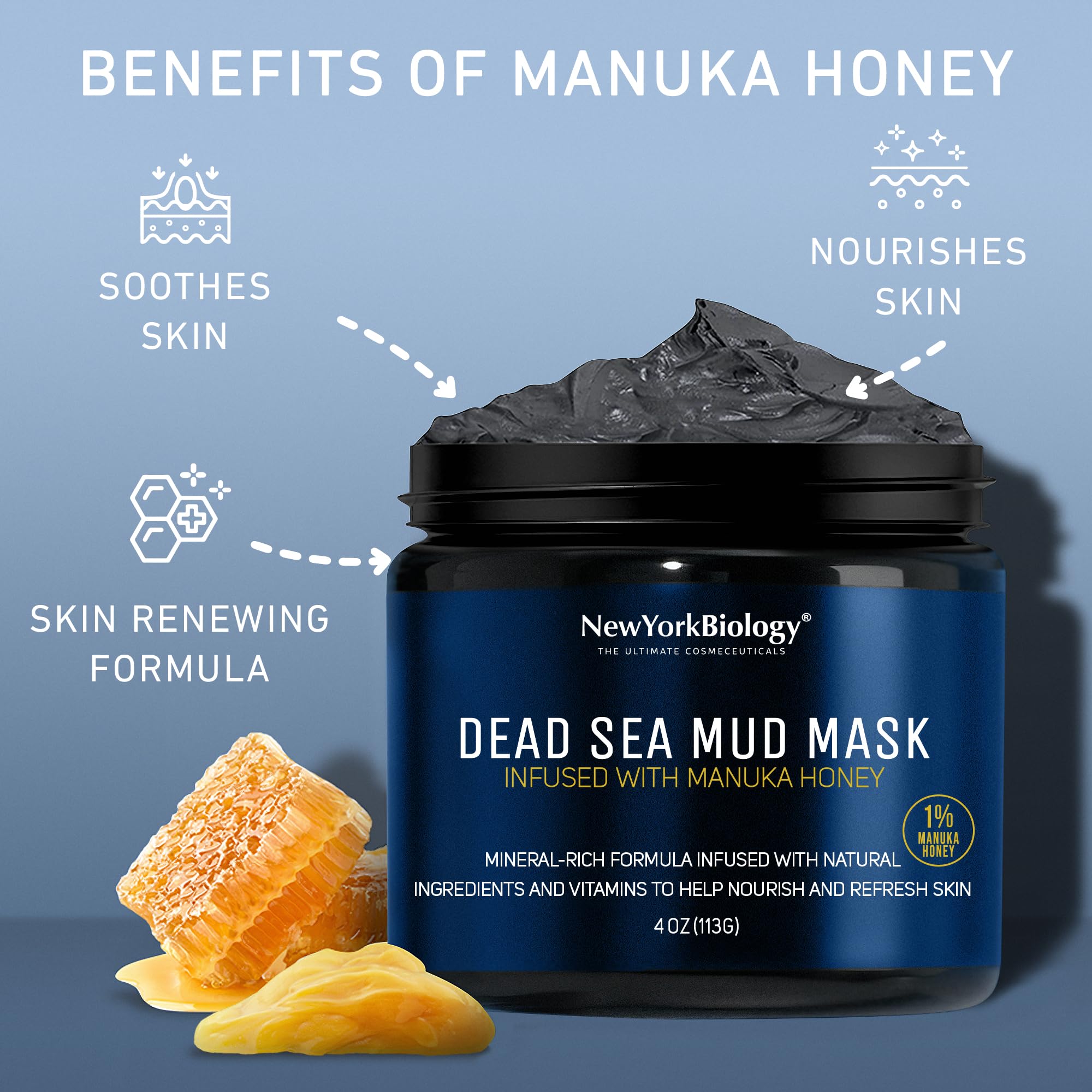 New York Biology Dead Sea Mud Mask for Face and Body | Spa Quality Pore Refiner for Oily Skin | Natural Skincare for Women & Men | Tighten Skin for A Healthier Complexion | 8.8 oz - Dealqueen