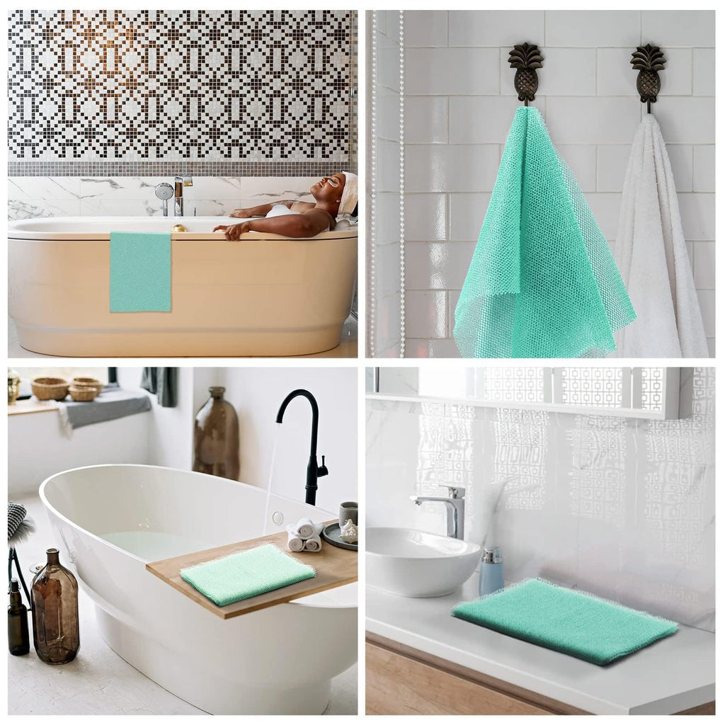 UJFQBH 3 Pieces African Bath Sponge African Net Long Net Bath Sponge Exfoliating Shower Body Scrubber Back Scrubber Skin Smoother,Great for Daily Use (Pink,Yellow,Purple) - Dealqueen