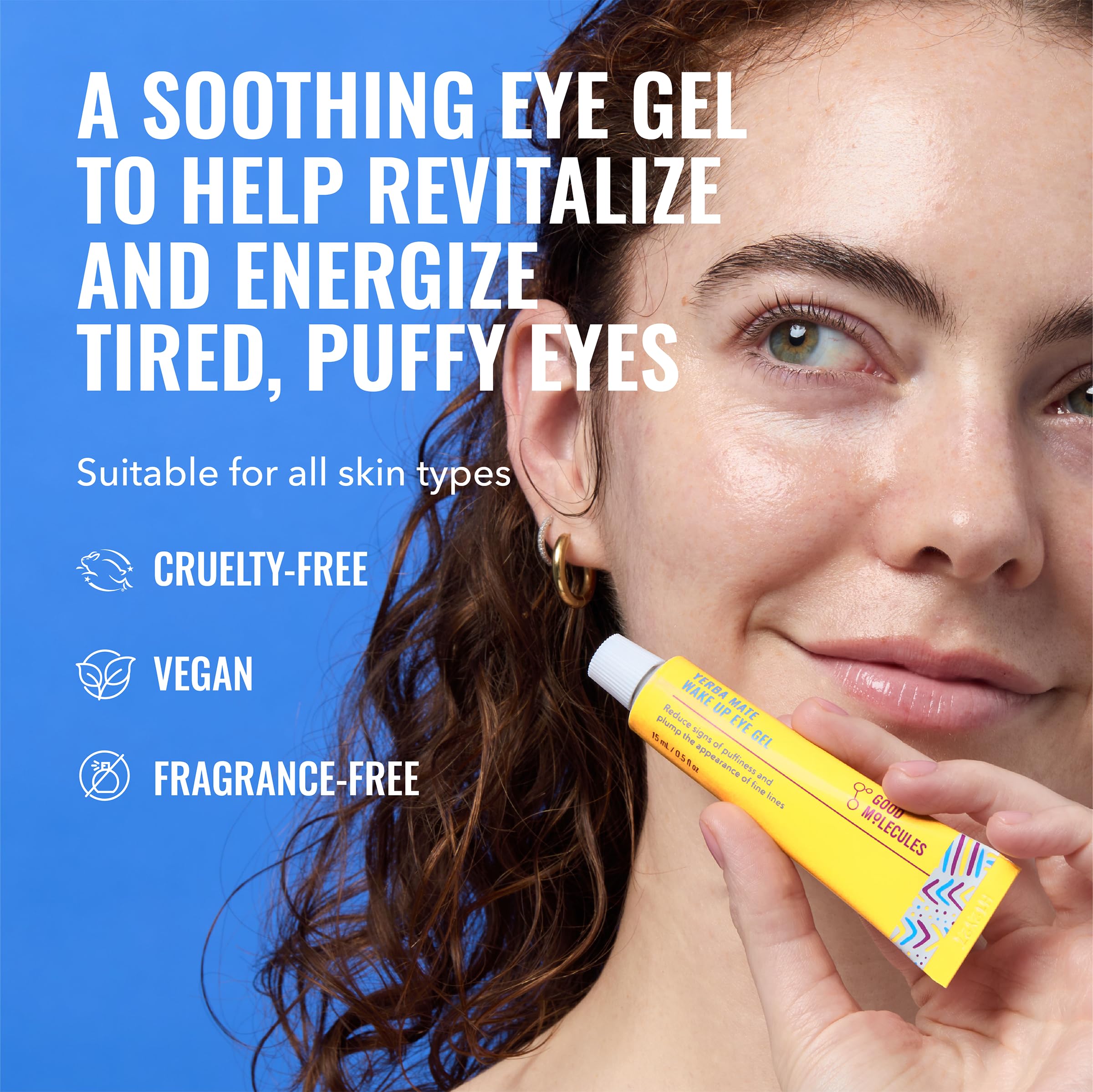 Good Molecules Yerba Mate Wake Up Eye Gel - Hydrating Under Eye Gel Cream with Hyaluronic Acid and Caffeine - Target Dark Circles and Puffiness - Skin Care for Face - Dealqueen