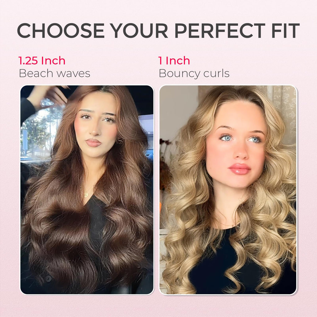 TYMO Automatic Rotating Curling Iron - TYMO CURLPRO Beach Waves Curling Wand, Portable Hair Curler, 500 Million Ionic, Dual Voltage & Lightweight for Travel, Ceramic Coating, 1 Inch, Metallic Gray - Dealqueen