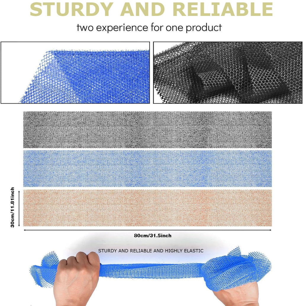 UJFQBH 3 Pieces African Bath Sponge African Net Long Net Bath Sponge Exfoliating Shower Body Scrubber Back Scrubber Skin Smoother,Great for Daily Use (Pink,Yellow,Purple) - Dealqueen