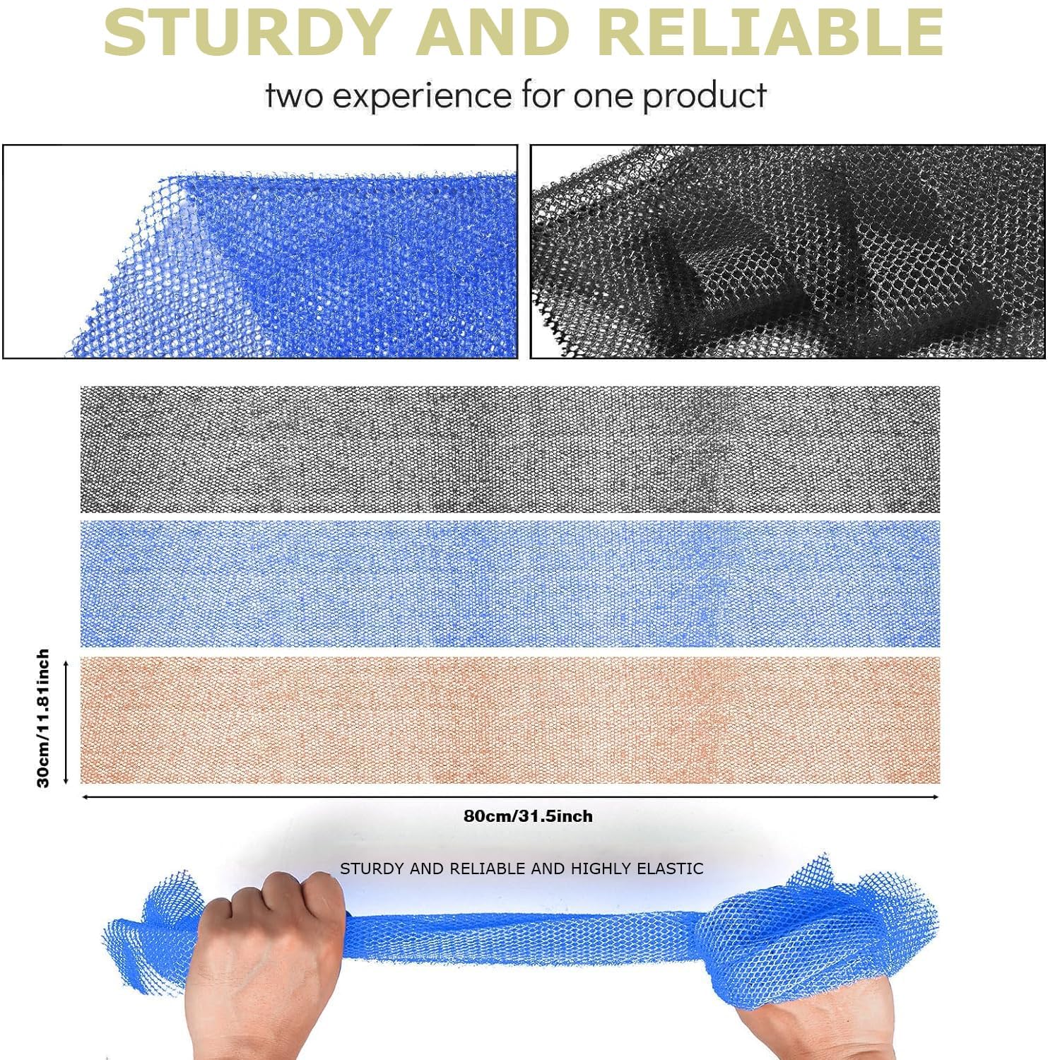 UJFQBH 3 Pieces African Bath Sponge African Net Long Net Bath Sponge Exfoliating Shower Body Scrubber Back Scrubber Skin Smoother,Great for Daily Use (Pink,Yellow,Purple) - Dealqueen