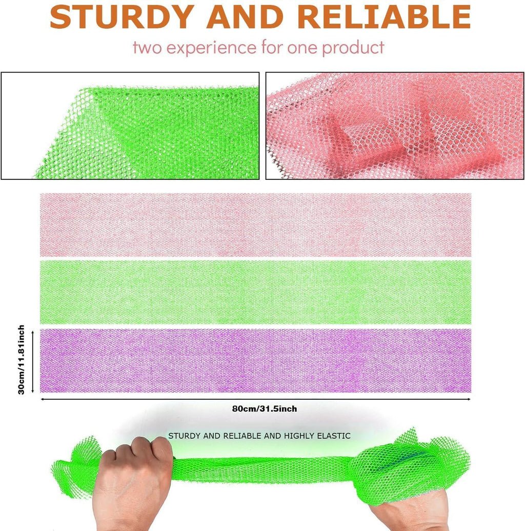 UJFQBH 3 Pieces African Bath Sponge African Net Long Net Bath Sponge Exfoliating Shower Body Scrubber Back Scrubber Skin Smoother,Great for Daily Use (Pink,Yellow,Purple) - Dealqueen