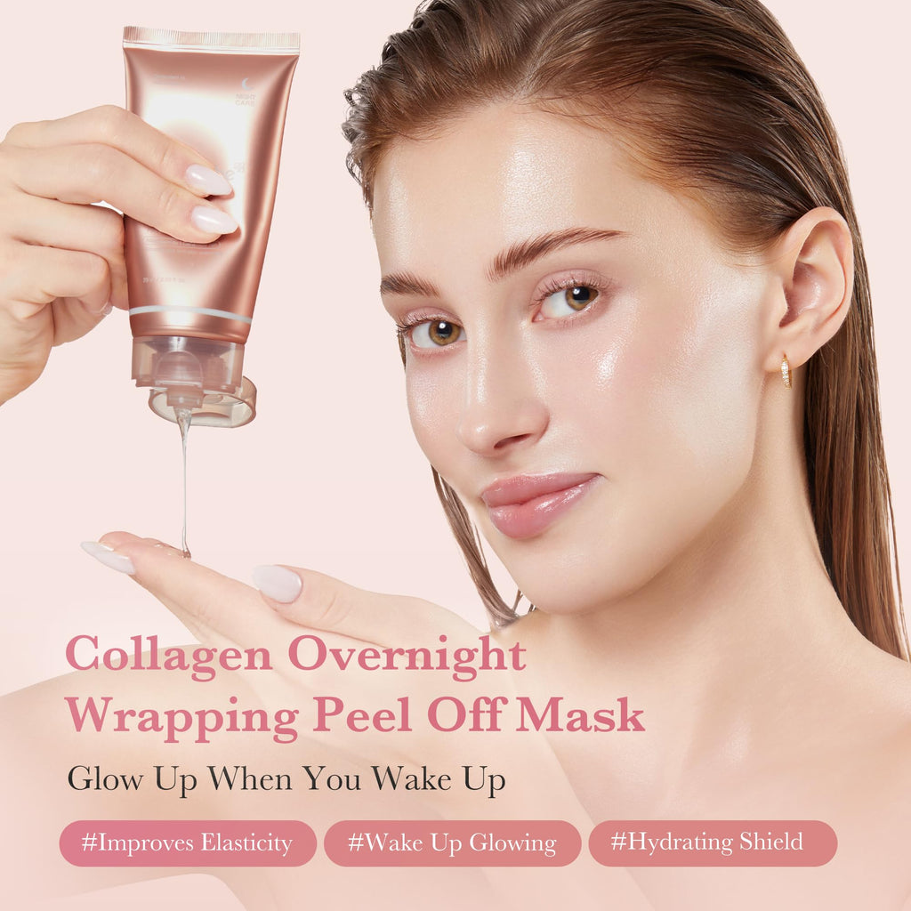 medicube Wrapping Mask Collagen Overnight Peel Off Facial Mask | Elasticity & Hydration Care, Reduces Sagging & Dullness | Hydrolyzed Collagen For Glowing Skin | Korean Skin Care, 2.53 fl.oz - Dealqueen