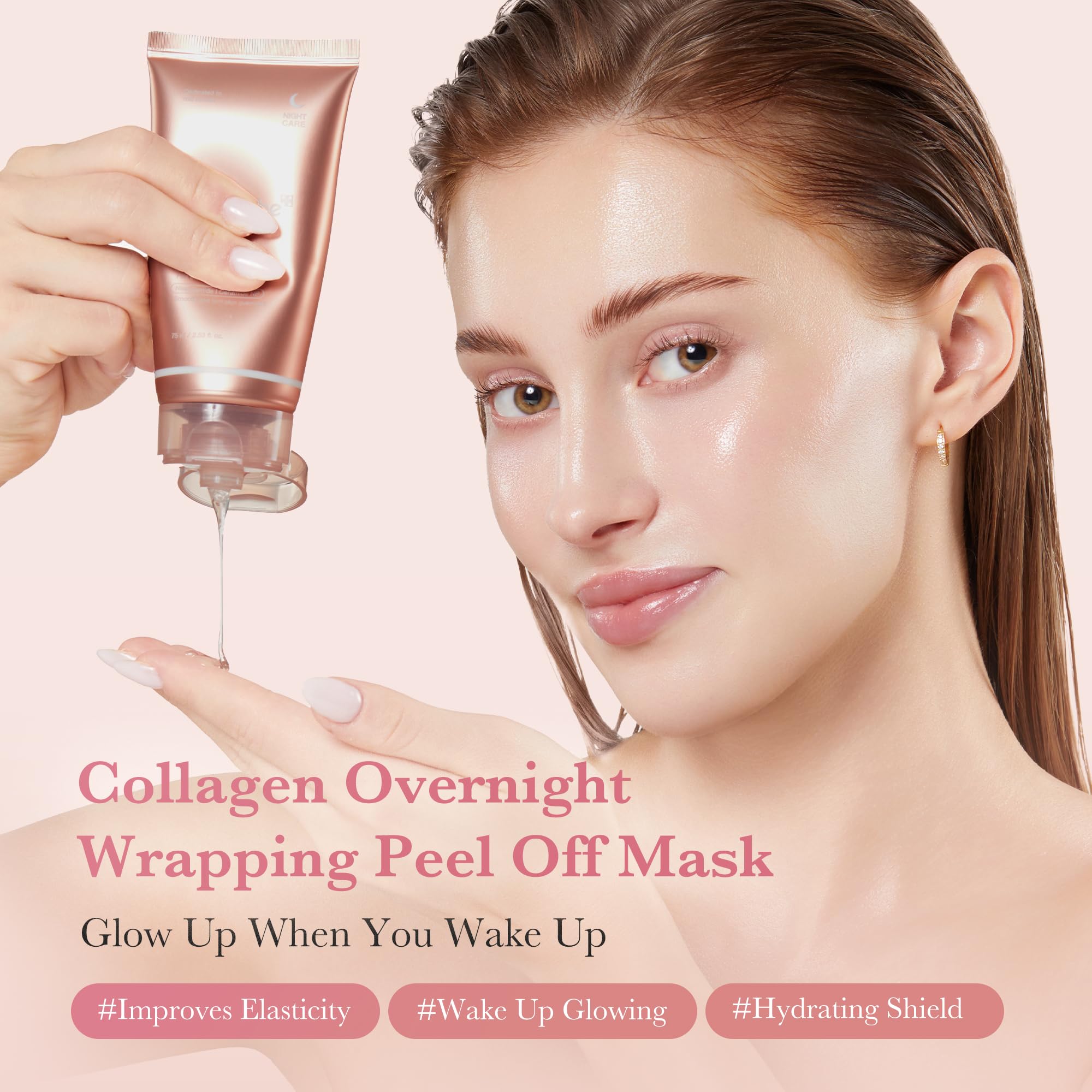 medicube Wrapping Mask Collagen Overnight Peel Off Facial Mask | Elasticity & Hydration Care, Reduces Sagging & Dullness | Hydrolyzed Collagen For Glowing Skin | Korean Skin Care, 2.53 fl.oz - Dealqueen