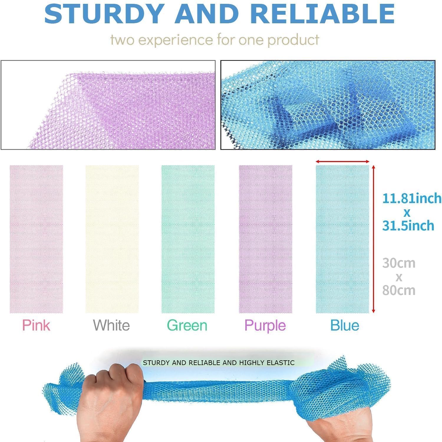 UJFQBH 3 Pieces African Bath Sponge African Net Long Net Bath Sponge Exfoliating Shower Body Scrubber Back Scrubber Skin Smoother,Great for Daily Use (Pink,Yellow,Purple) - Dealqueen