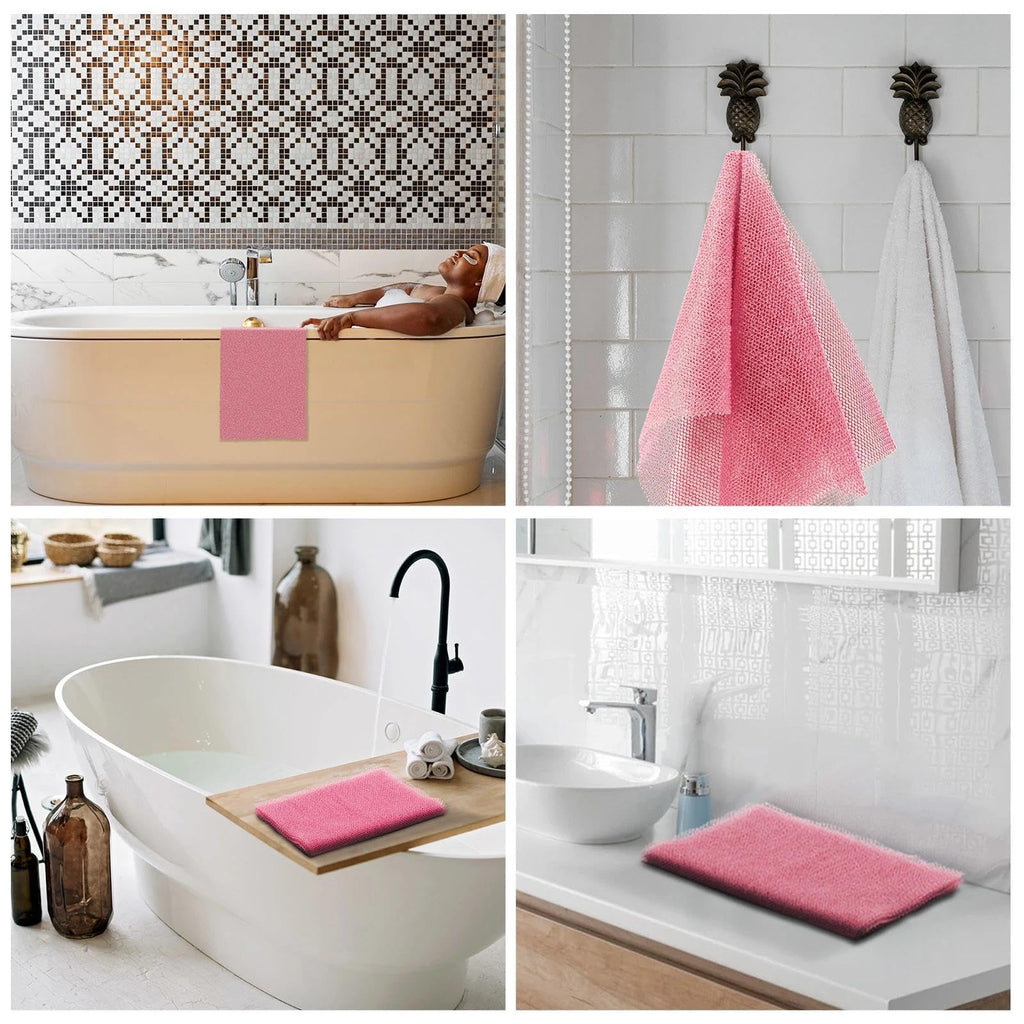 UJFQBH 3 Pieces African Bath Sponge African Net Long Net Bath Sponge Exfoliating Shower Body Scrubber Back Scrubber Skin Smoother,Great for Daily Use (Pink,Yellow,Purple) - Dealqueen