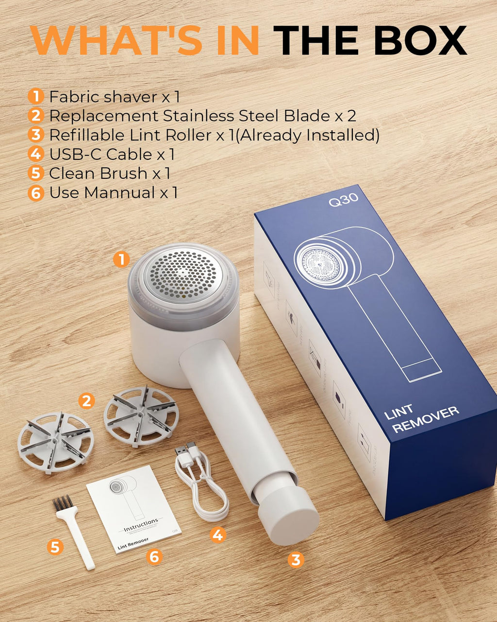 Fabric Shaver, Lint Remover Rechargeable, Electric Portable Sweater Defuzzer with 3 Speeds, 6 Leaf Blades, Digital LED Display to Remove Pilling for Clothes, Furniture, Sweater, Couch, Blanket - Dealqueen