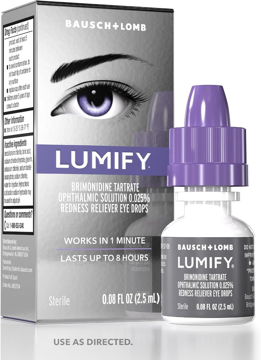 LUMIFY Eye Drops for Red Eyes, Redness Reliever for Brighter Looking Eyes, Works in 1 Minute & Lasts Up to 8 Hours, Eye Drops, 0.08 Fl Oz (2.5 mL) - Dealqueen