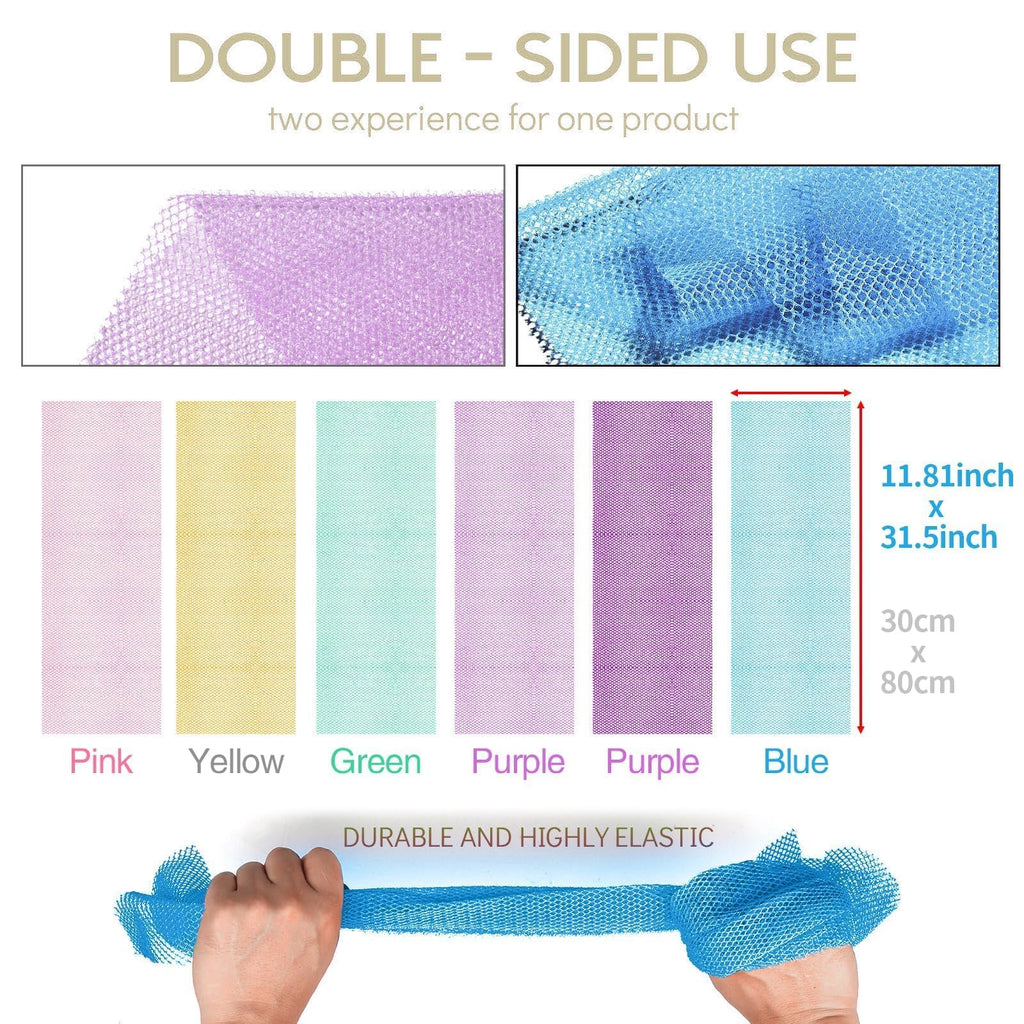 UJFQBH 3 Pieces African Bath Sponge African Net Long Net Bath Sponge Exfoliating Shower Body Scrubber Back Scrubber Skin Smoother,Great for Daily Use (Pink,Yellow,Purple) - Dealqueen
