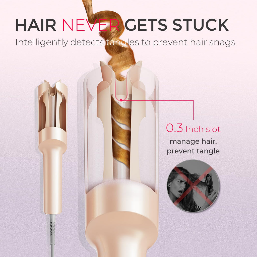 TYMO Automatic Rotating Curling Iron - TYMO CURLPRO Beach Waves Curling Wand, Portable Hair Curler, 500 Million Ionic, Dual Voltage & Lightweight for Travel, Ceramic Coating, 1 Inch, Metallic Gray - Dealqueen