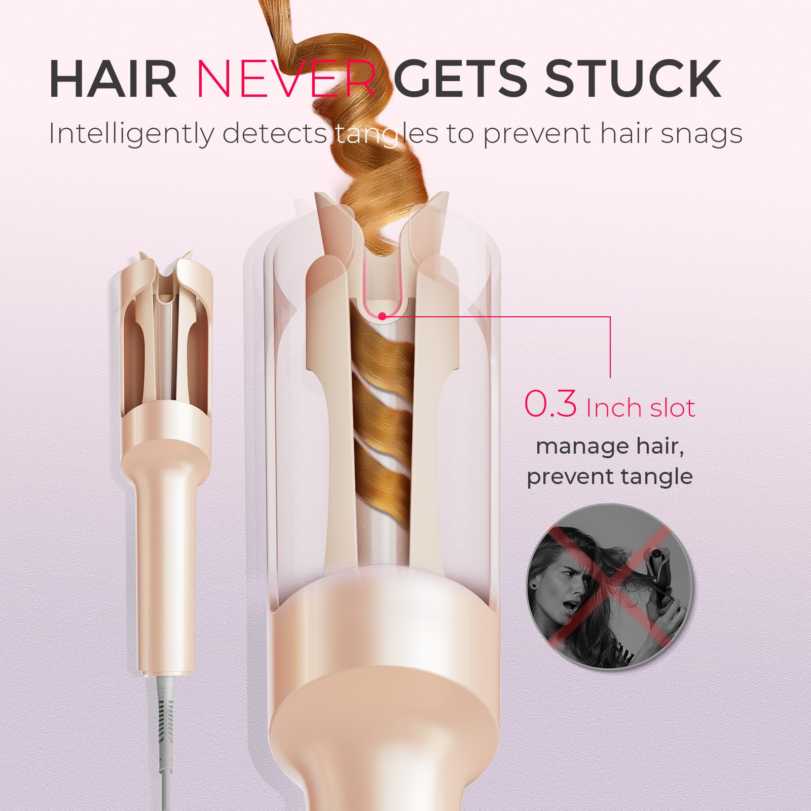 TYMO Automatic Rotating Curling Iron - TYMO CURLPRO Beach Waves Curling Wand, Portable Hair Curler, 500 Million Ionic, Dual Voltage & Lightweight for Travel, Ceramic Coating, 1 Inch, Metallic Gray - Dealqueen