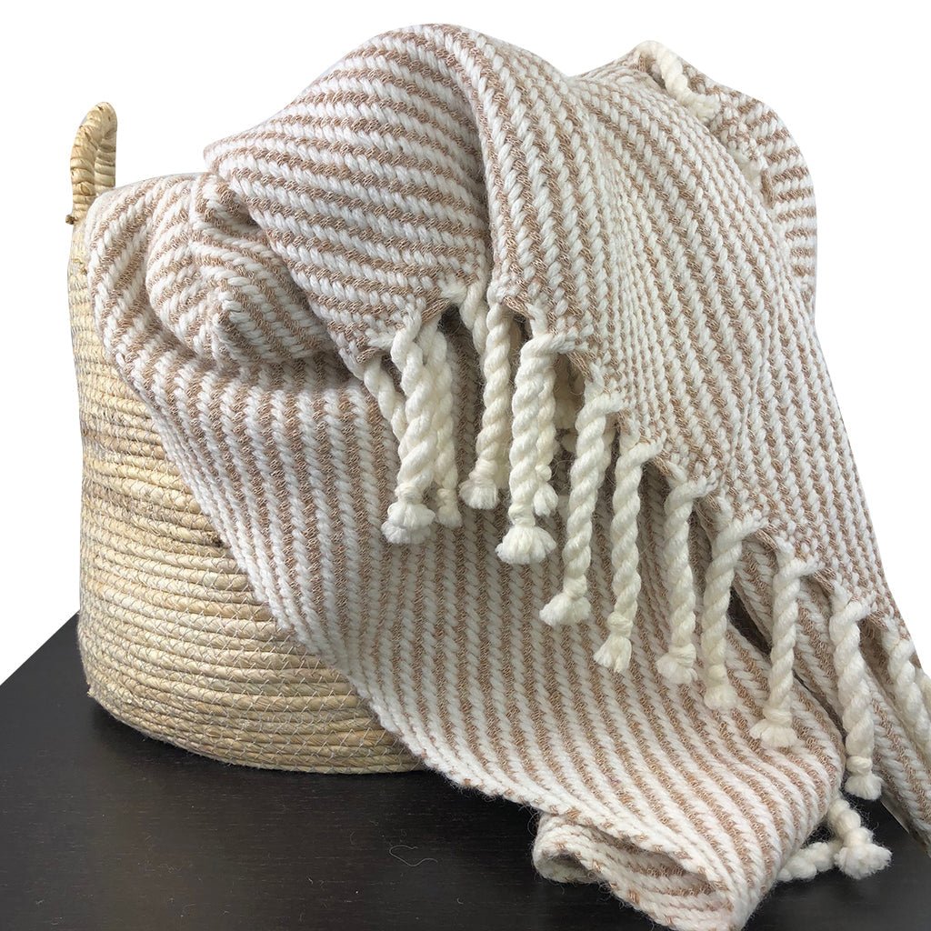 Chunky Camel Stripe Alpaca Throw - Dealqueen