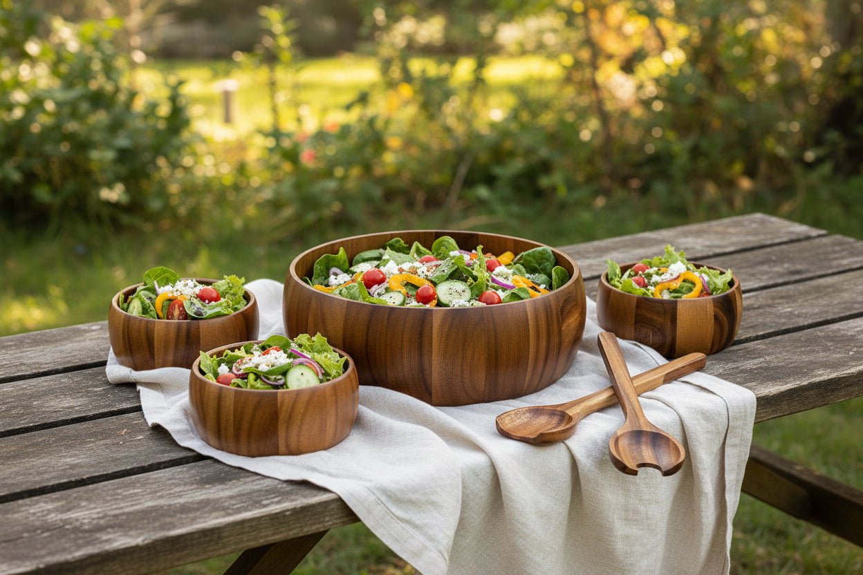 Dragor 7 Piece - Large Salad Bowl with Servers and 4 Individuals - Dealqueen