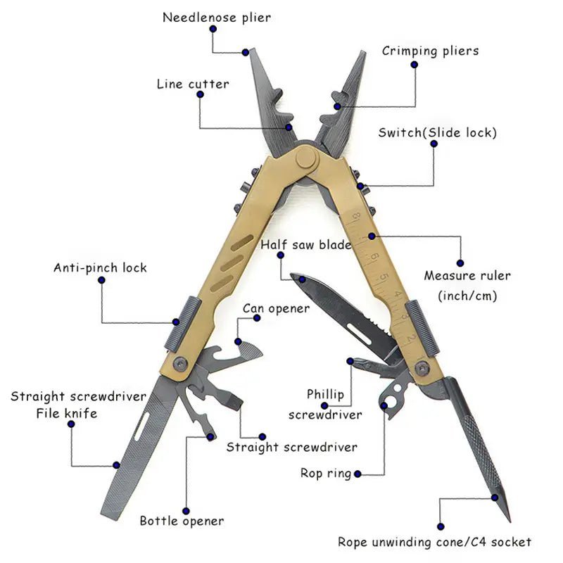 Multitool Multifunctional Stainless steel Pliers For Camping, Hiking and everyday Use - Dealqueen
