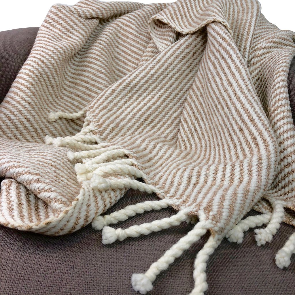 Chunky Camel Stripe Alpaca Throw - Dealqueen